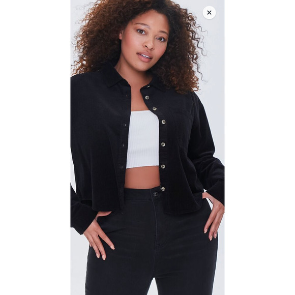 Forever21 Black 3X NWT Lightweight Button Front Corduroy Shirt NEW - Picture 11 of 13